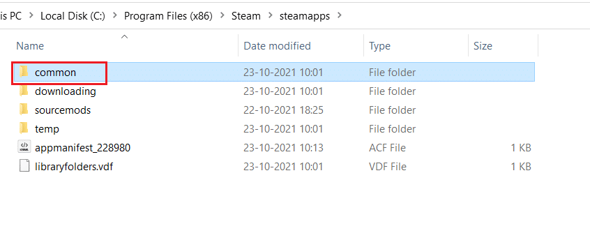 double click on common folder in steamapps folder