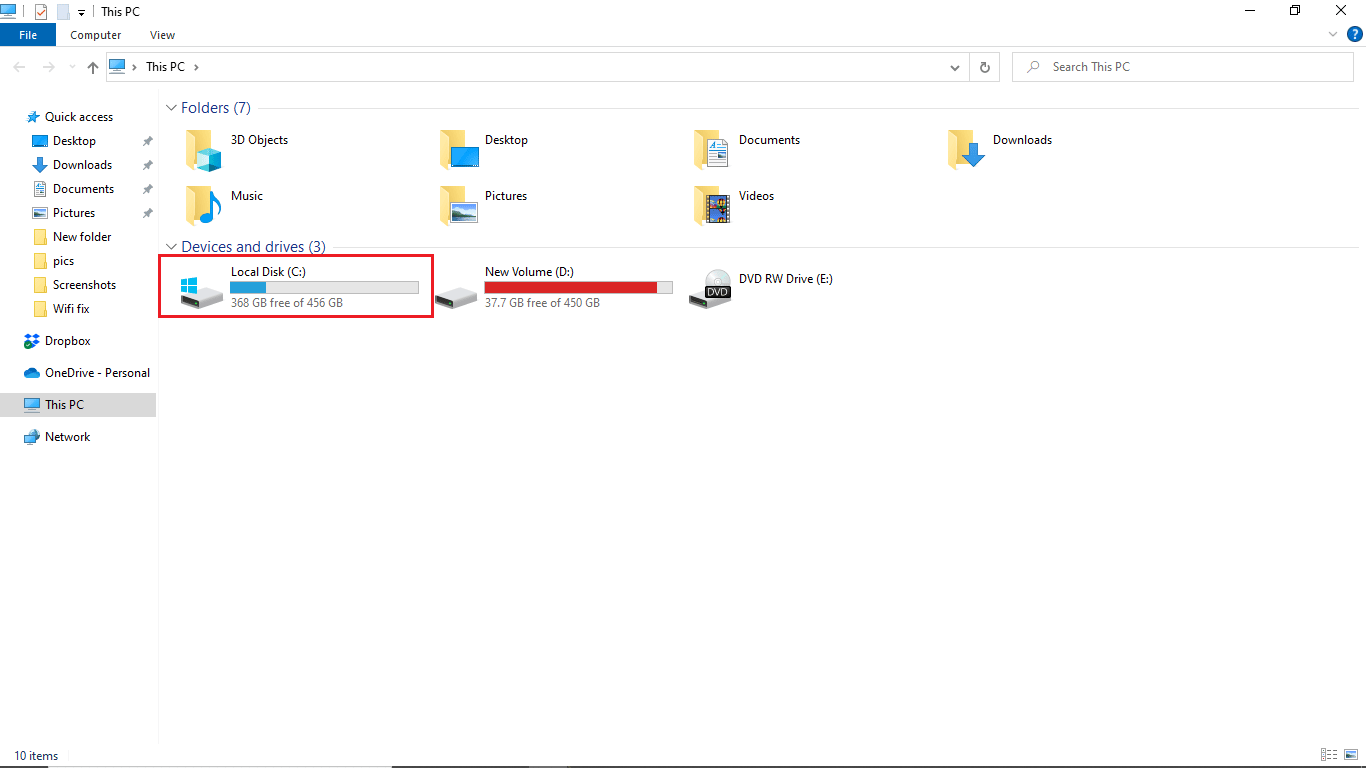 Double click on Local Disk C to open the folder