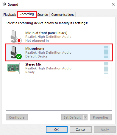  Double click on Microphone