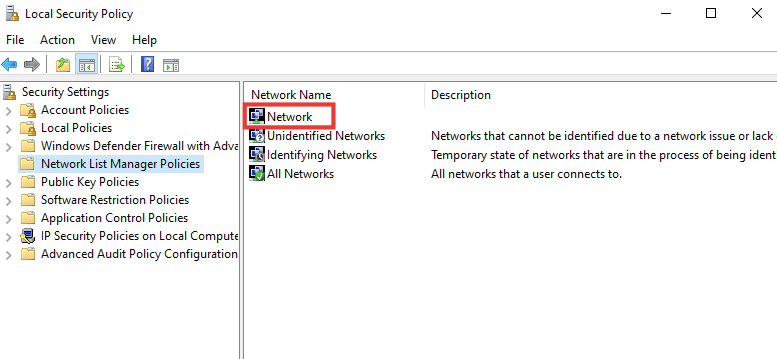 double click on network