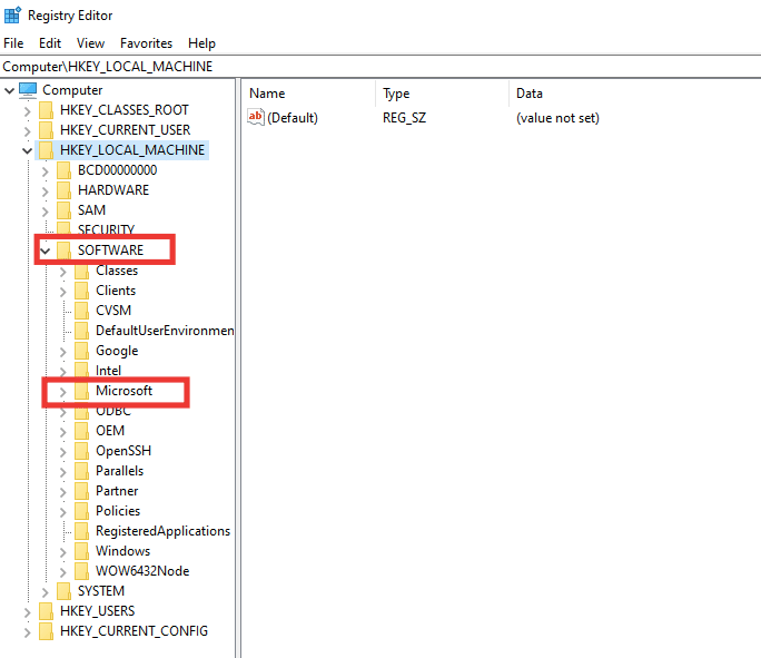 double click on software and then microsoft. Fix Windows 10 Network Profile Missing Problem
