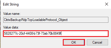 Double click on the CitrixBackupRdpTcpLoadableProtocol_Object entry and note the value in the Value data bar