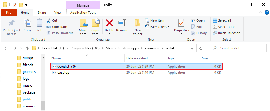 Double click on the vcredist x86.exe file to run the proper Visual C Libraries