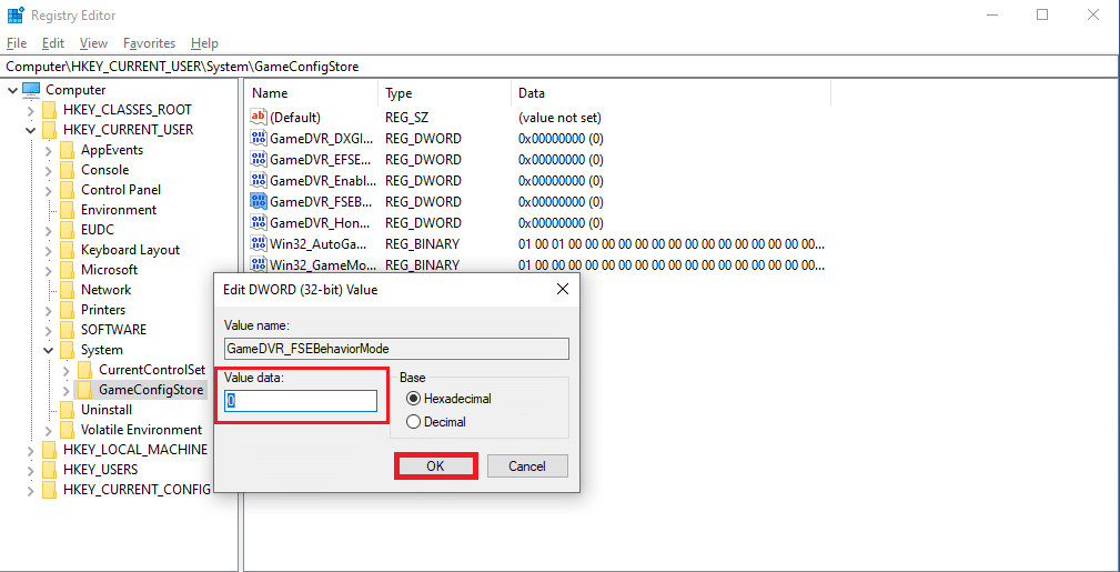 double click the GameDVR FSEBehaviorMode option. Change the Value data to 0 on the pop up and click OK to save the changes. How to Fix Valorant FPS Drops