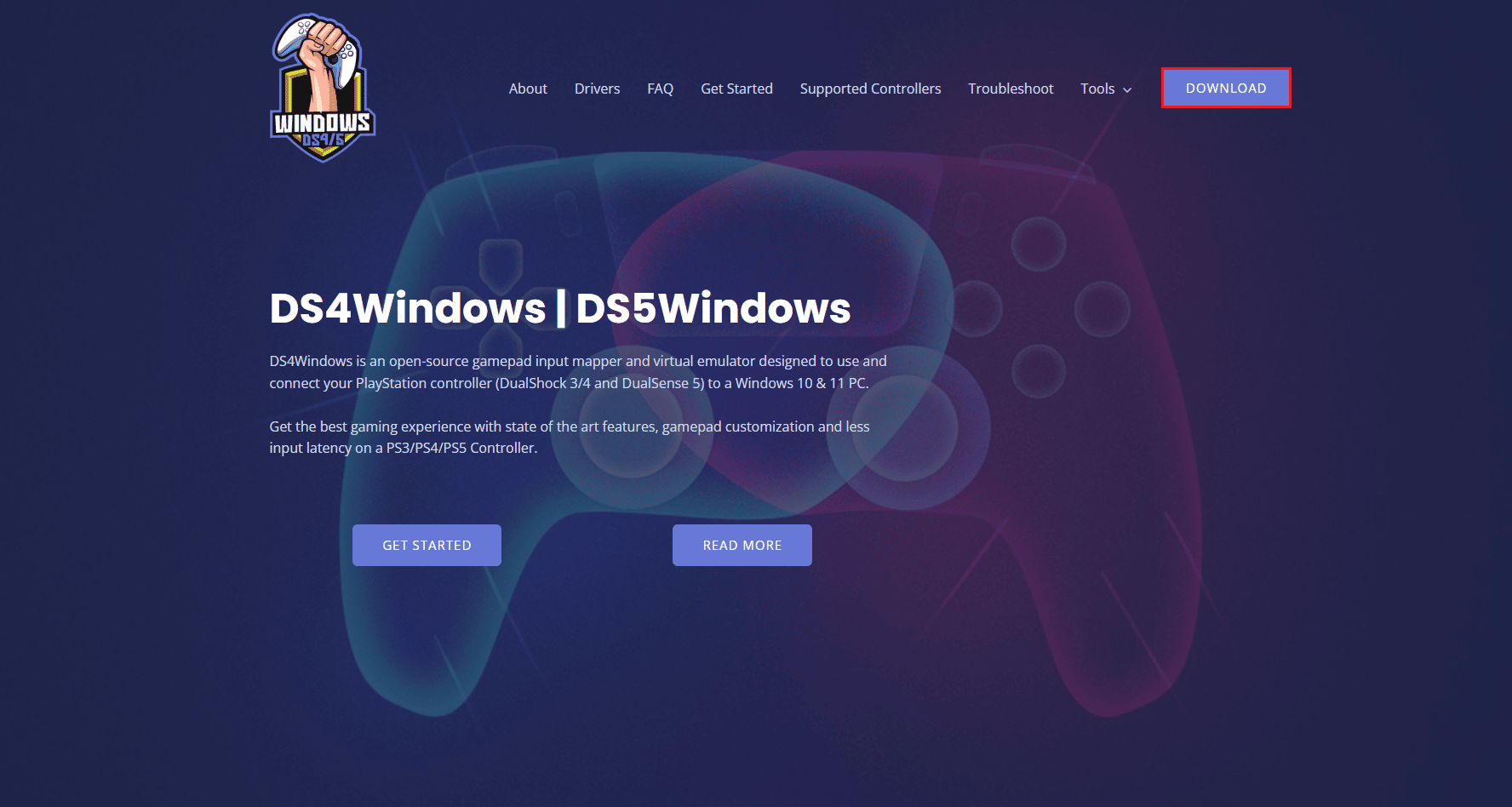 download DS4Windows page