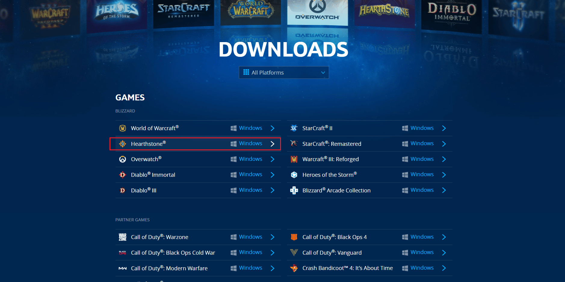 download Hearthstone from blizzard download page
