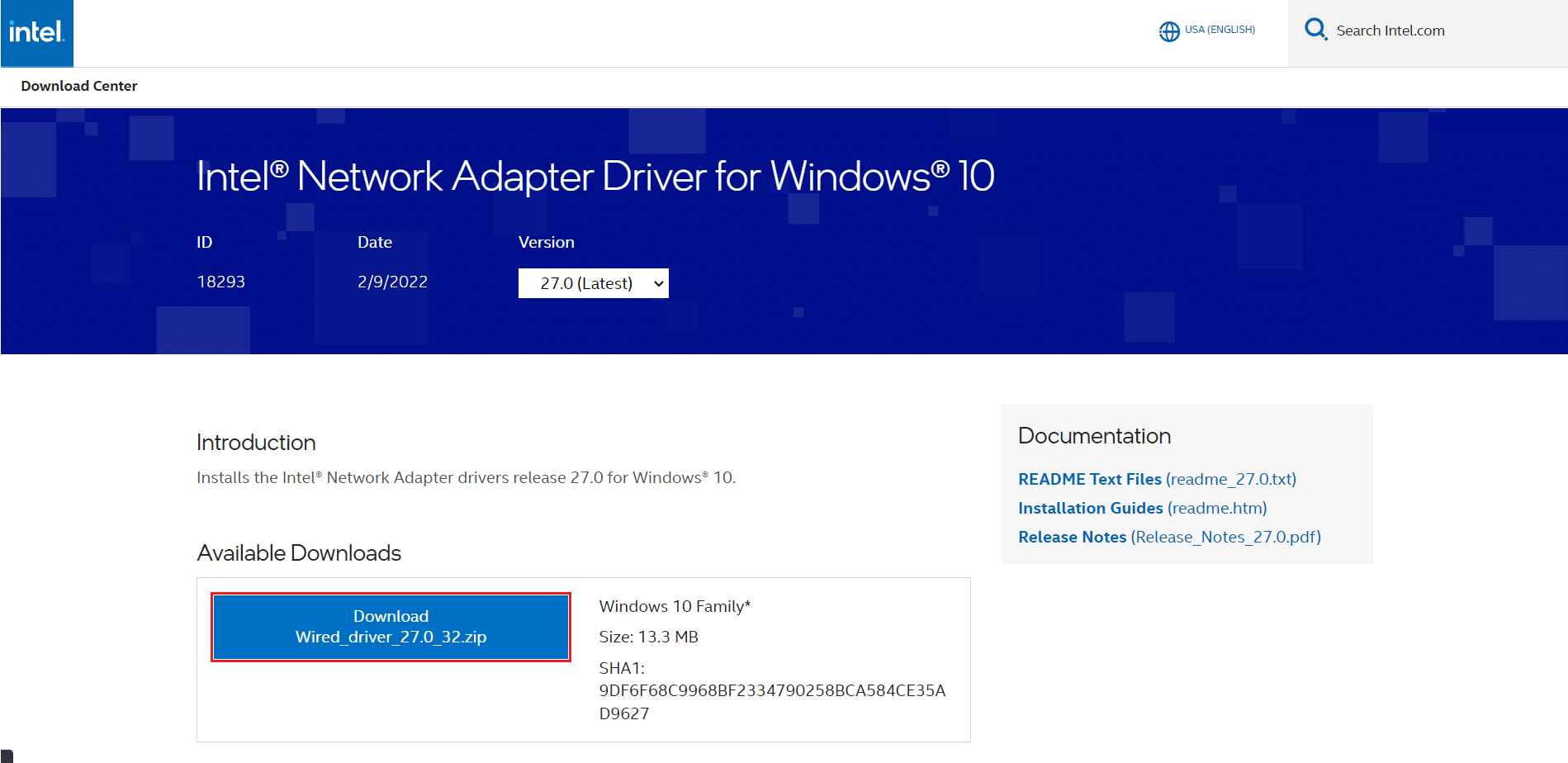 download intel network driver from official website