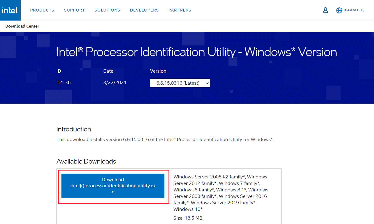 download intel processor identification utility