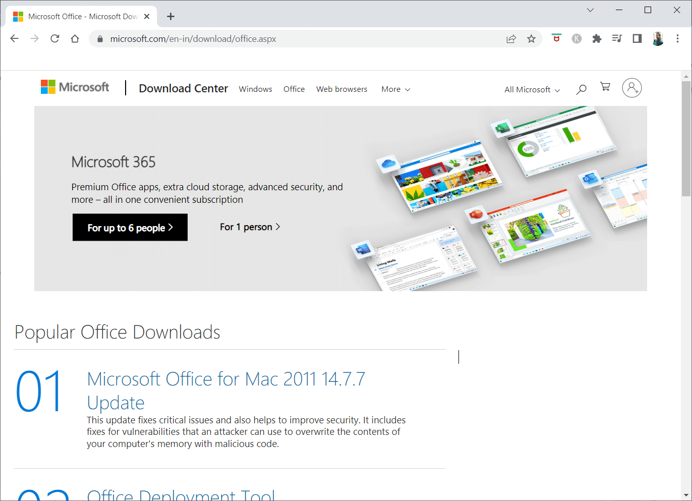 Download Microsoft Office from the official website