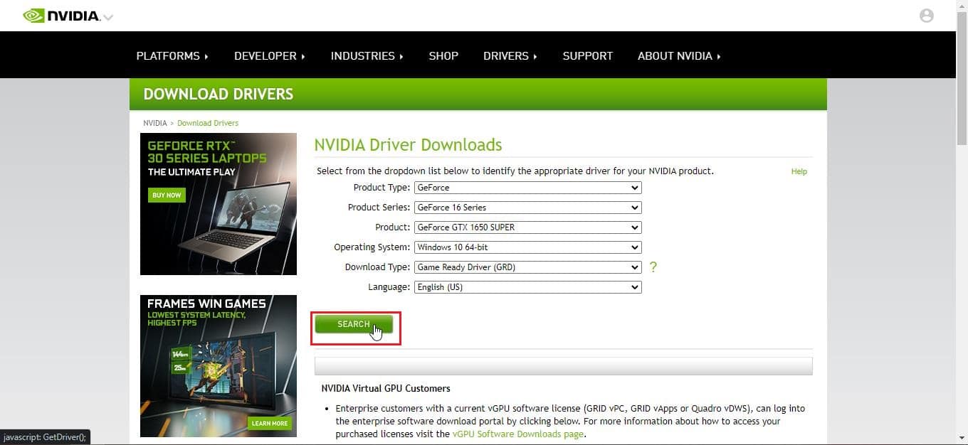 Download Nvidia Graphics drivers on the official website according to your graphics card and freshly install them