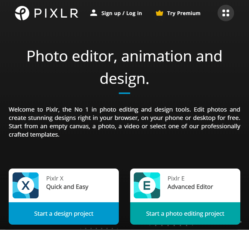 Download Page for Pixlr