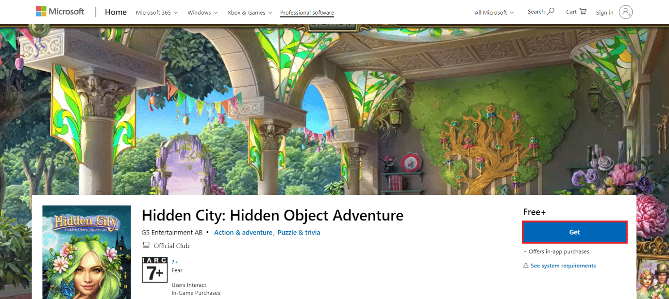 página de descarga de Hidden City: Aventura de objetos ocultos