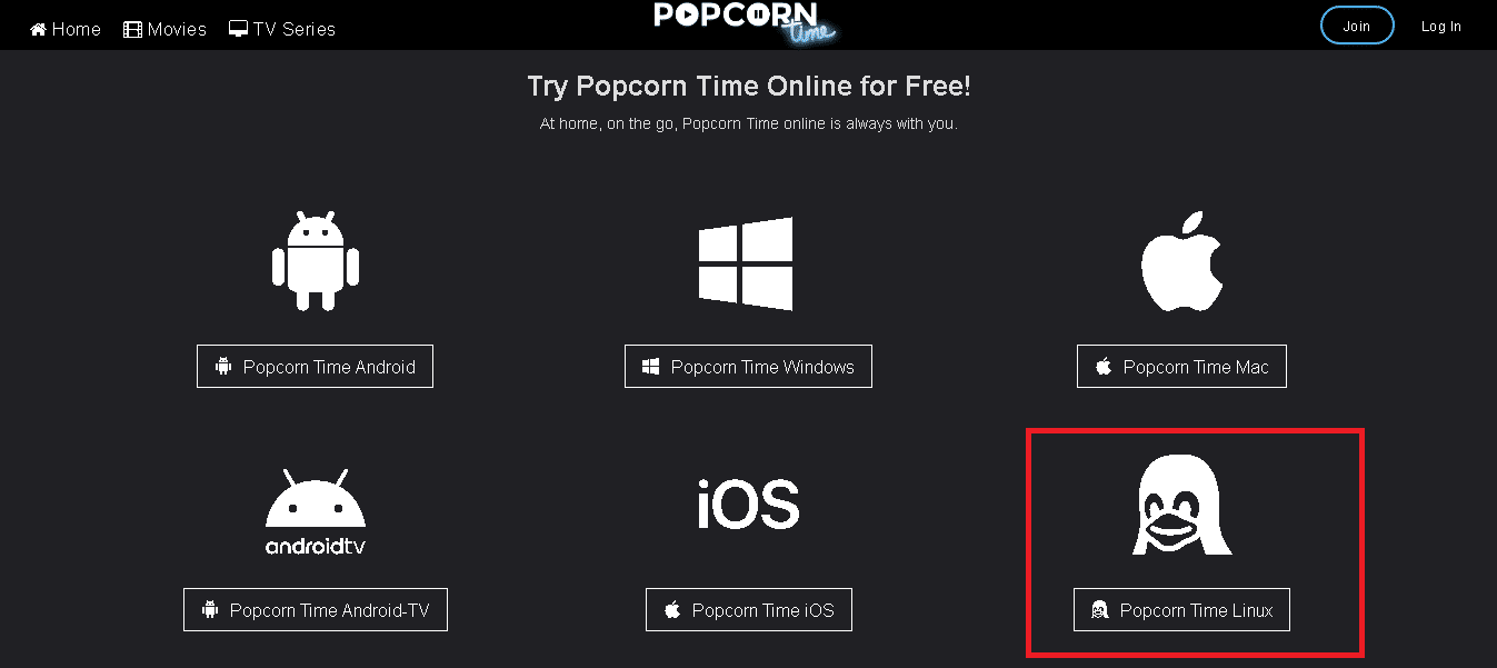 download Popcorn Time Linux
