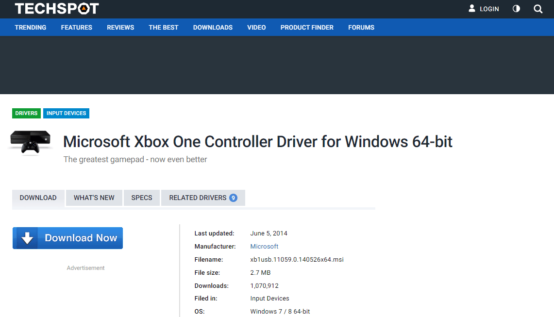 Download the latest version of Xbox One Driver