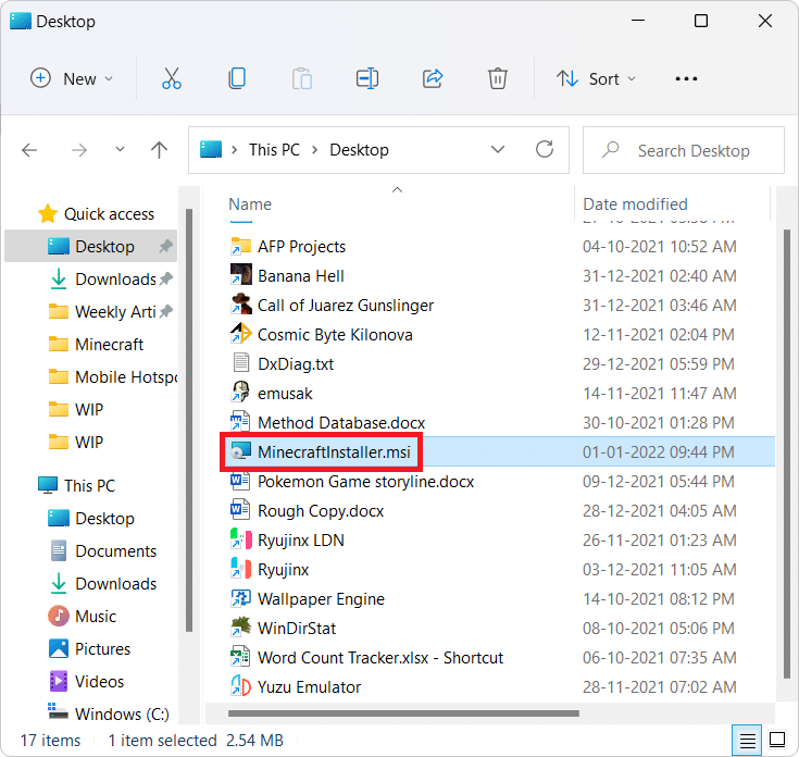 Downloaded installer in File Explorer. How to Fix Minecraft Error 0x803f8001 in Windows 11