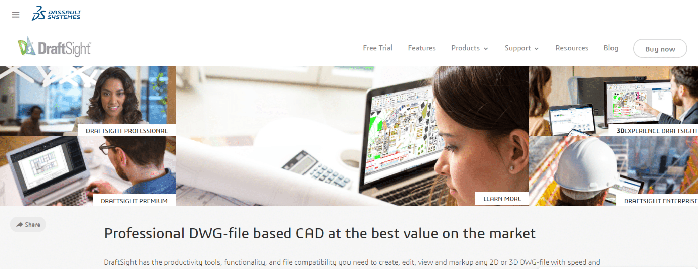 DraftSight. beste gratis CAD-sagteware vir 3D-drukwerk