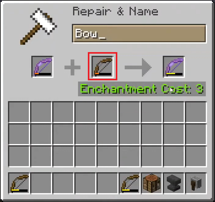 drag and place the repaired bow on the next slot. How to Repair a Bow in Minecraft