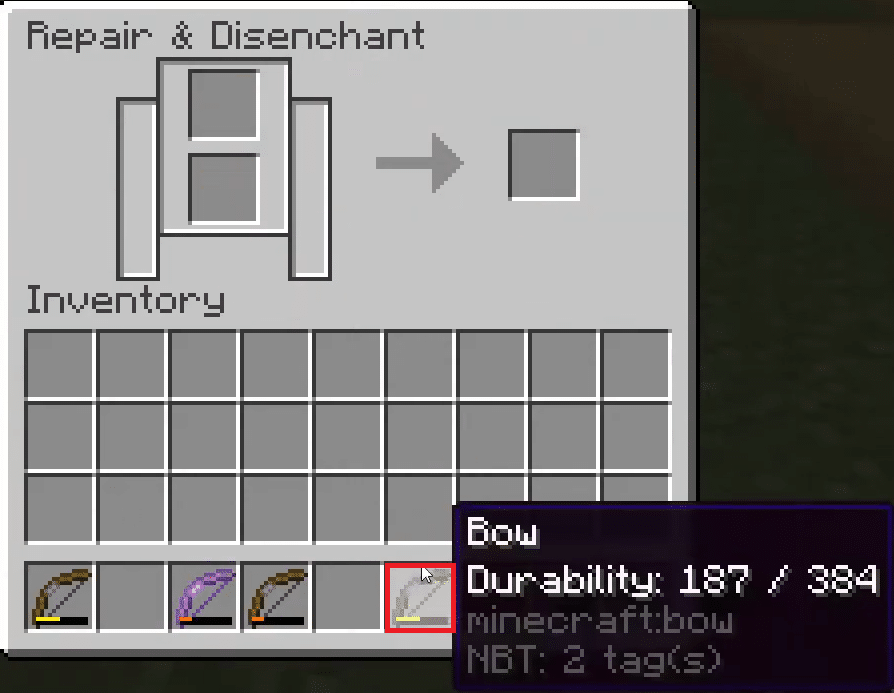 drag and place the resultant bow in the inventory. How to Repair a Bow in Minecraft