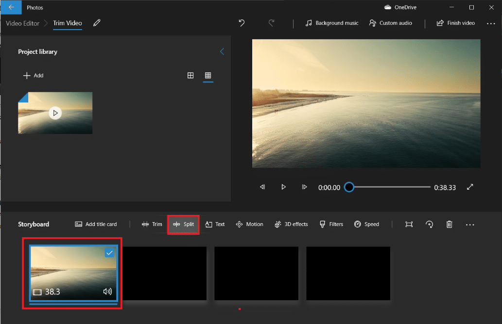 Drag the video file from the Project Library pane to the Storyboard and choose the Split option. How to Trim Video in Windows 10