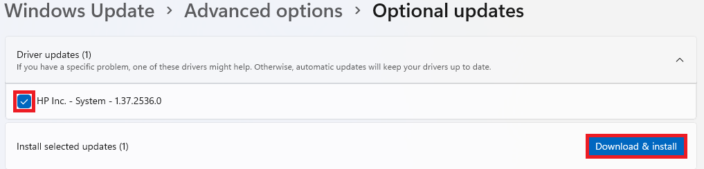 Driver updates in Windows update