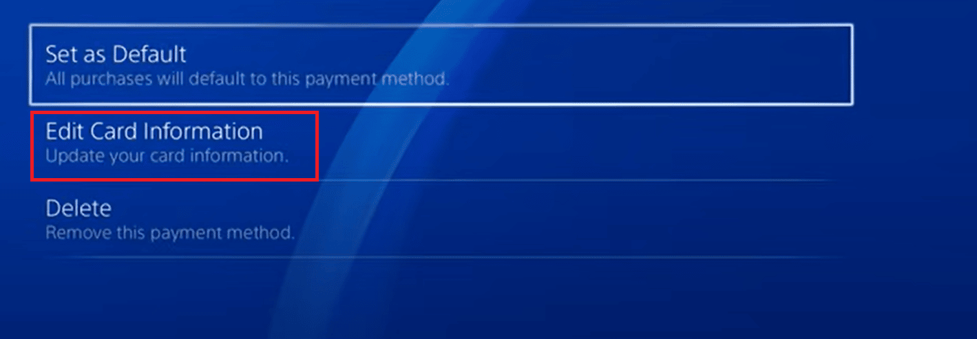 edit card information on ps4. Fix WS-43709-3 Error Code on PS4
