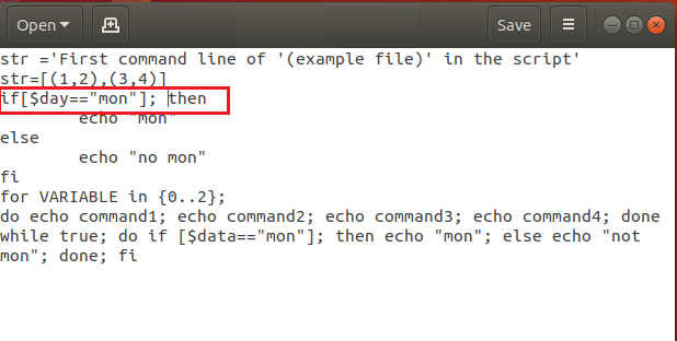 edit the example.sh command in bash file. Fix Bash Syntax Error Near Unexpected Token