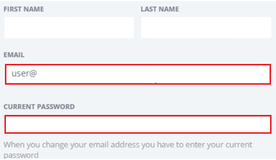 Edit your email address and the current password