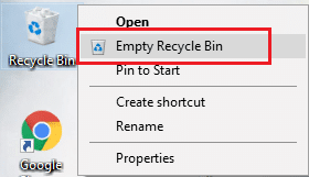 empty recycle bin. How to Fix Windows Media Creation Tool Not Working