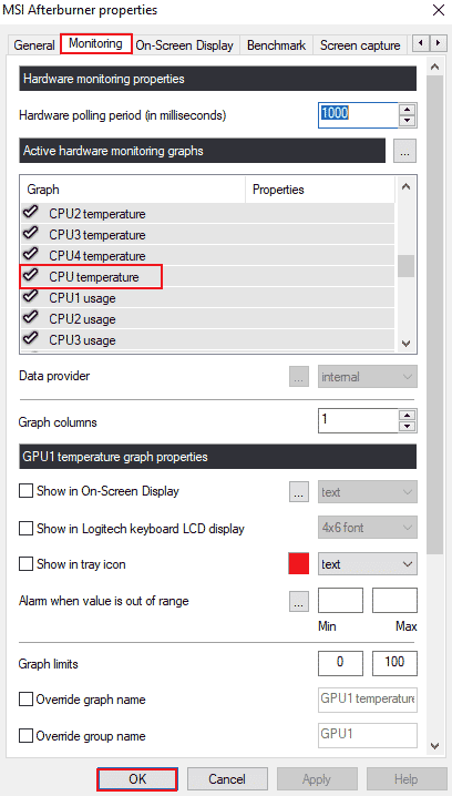 Enable CPU temperature and click OK. Ways to Fix MSI Afterburner Not Working on Windows 10