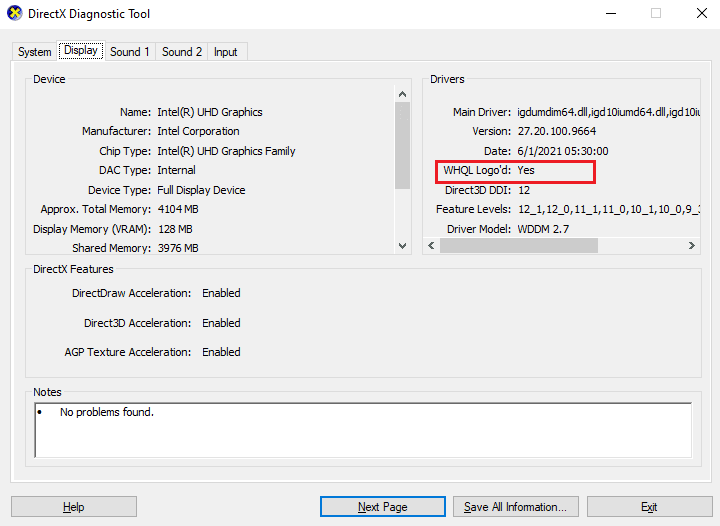 DirectX Diagnostic Tool. Fix Steam Error Code 51 in Windows 10
