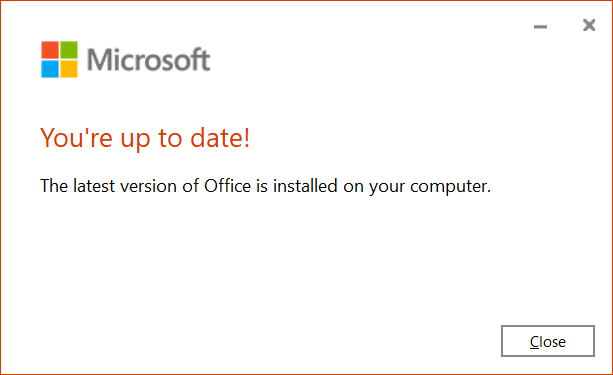 Ensure the office version is up to date