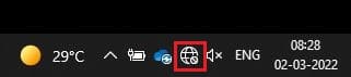Ensure your PC is connected to the network. Hover over the Network globe icon at the bottom right corner of the screen