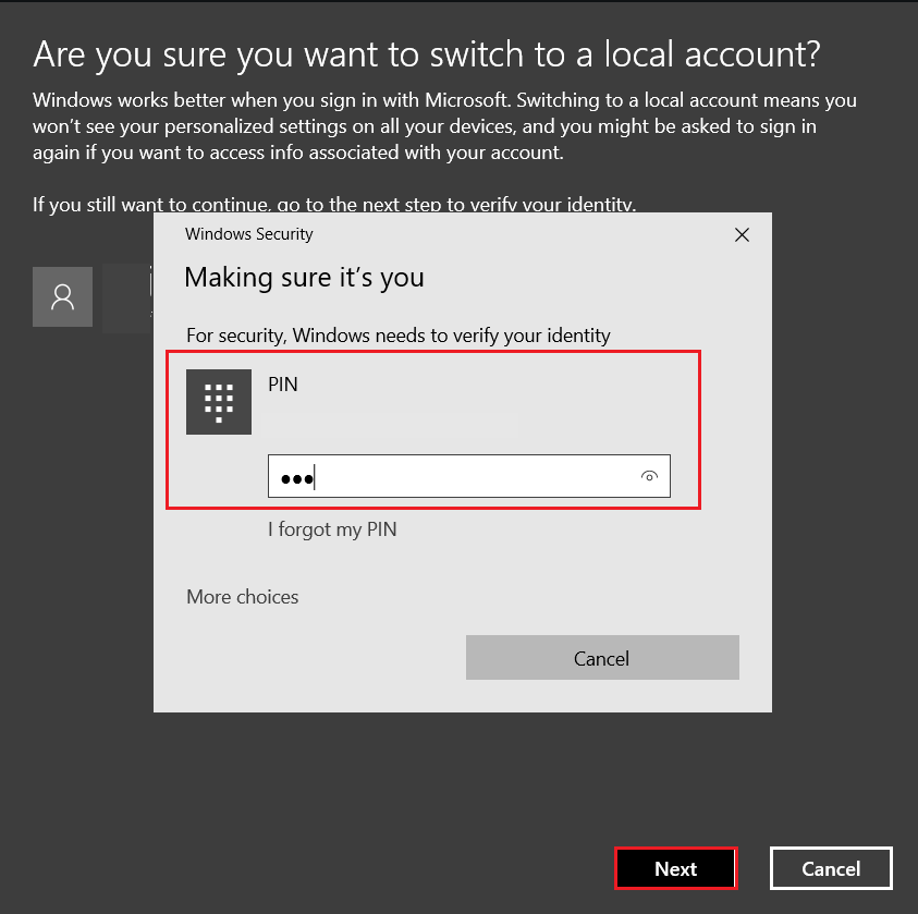 enter Windows Security PIN