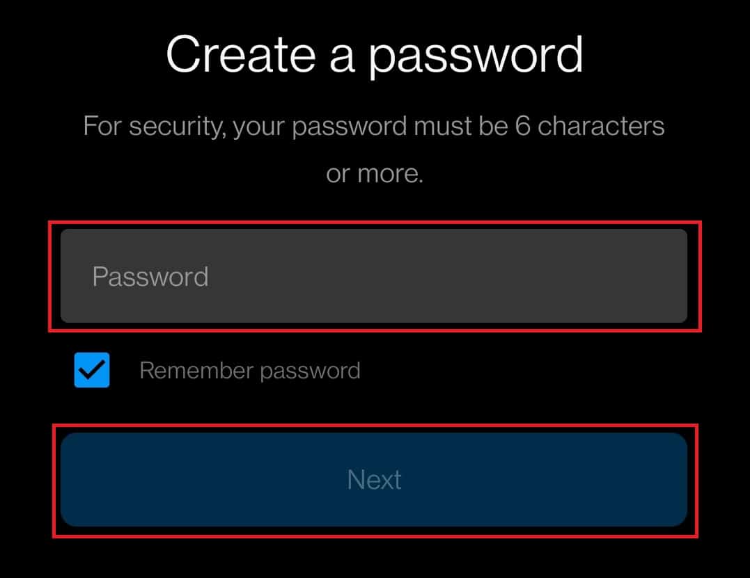 Enter a Password and tap on Next | How to Make Anonymous Instagram Account