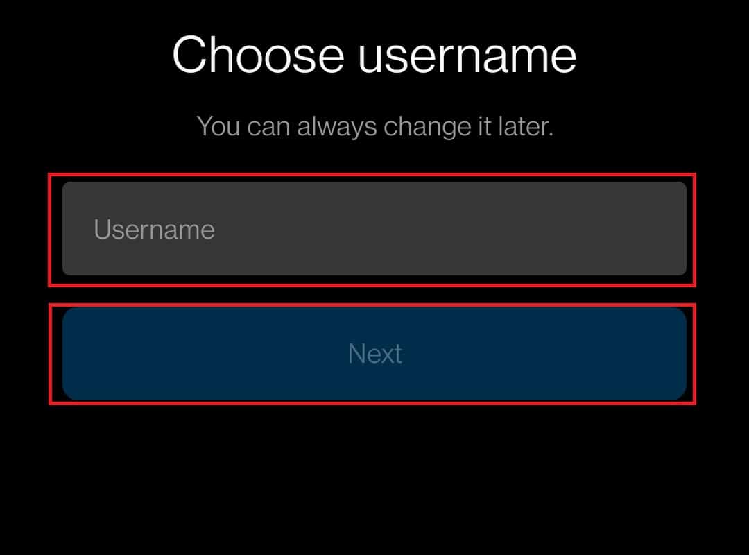 Enter a Username and tap on Next
