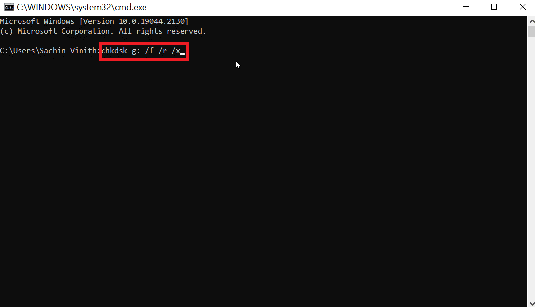 enter chkdsk command. fix memory management blue screen Windows 11