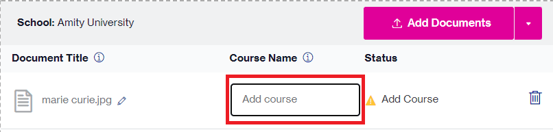 Enter Course name in the section provided. 