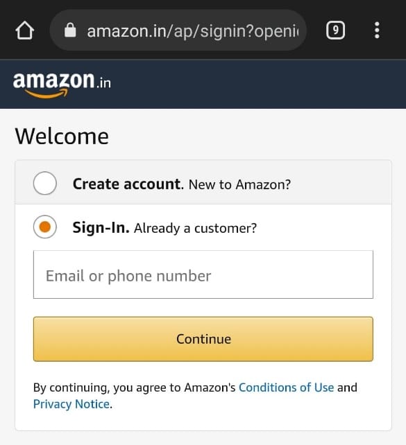 Enter emails and hit continue and enter password | How Do I Hide Amazon Orders