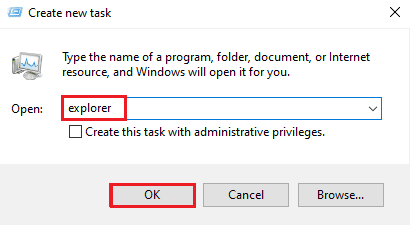 Enter explorer and click ok. Fix SearchUI.exe Suspended Error on Windows 10