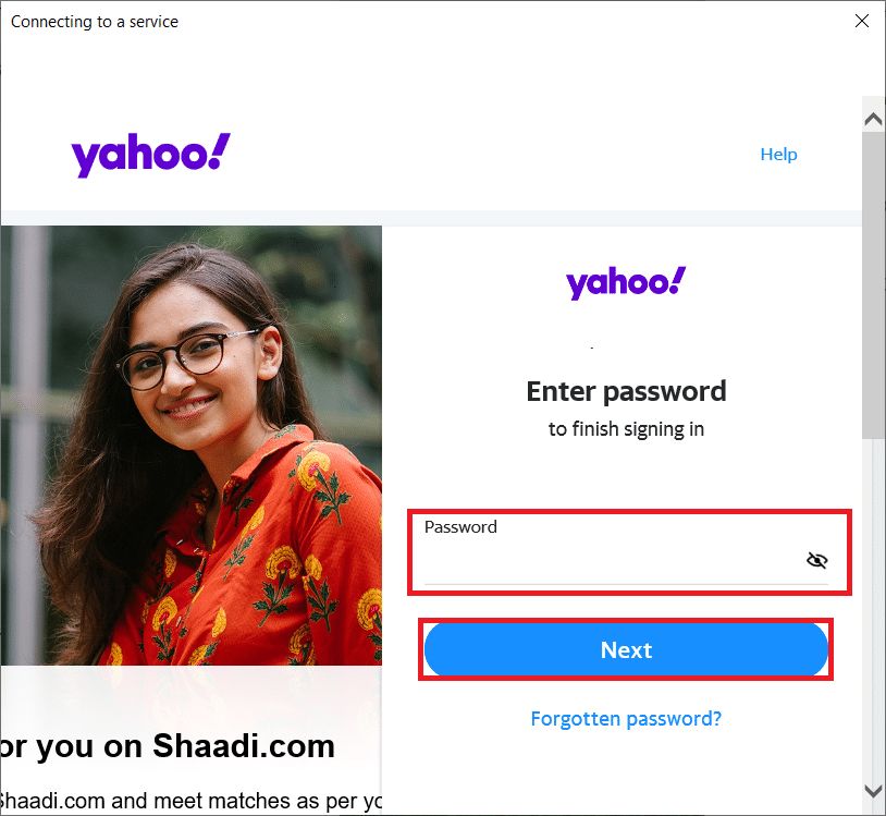 Enter Password and click on Next