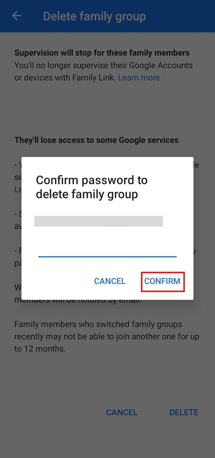 رمز عبور حساب را وارد کرده و روی Confirm ضربه بزنید. | نحوه تغییر ایمیل برای کنترل والدین در گوگل | آیا کنترل‌های والدین می‌توانند حالت ناشناس را ببینند