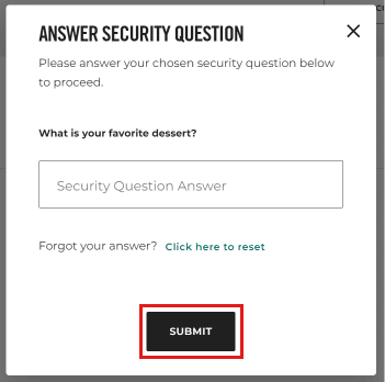 Entrez la réponse à votre question de sécurité et cliquez sur SOUMETTRE.