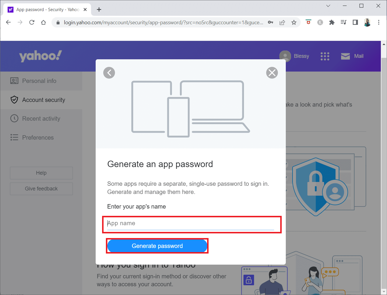 enter the App name and click on Generate password. How to Fix Yahoo Mail Error 0x8019019a
