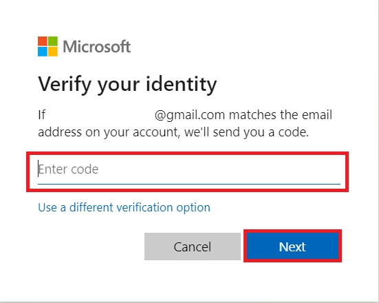 Enter code that you have received and click on the Next option | How Can I Access Old Hotmail Account 