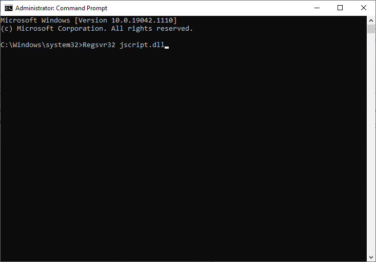 Enter the following commands one by one and hit Enter: Regsvr32 jscript.dll Regsvr32 vbscript.dll 