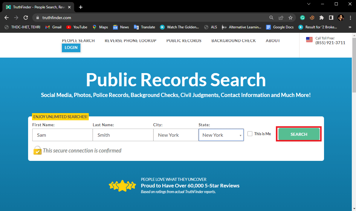 Enter the information of the person you want to search for and click SEARCH