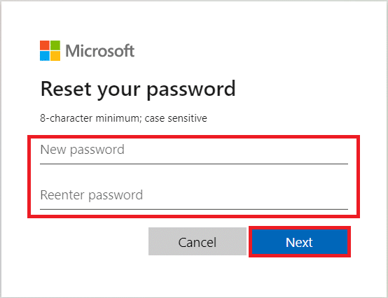 Enter the New password. Also, Reenter password and click on Next