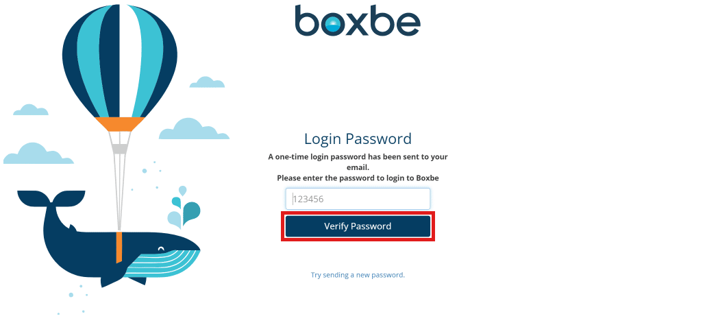 Enter the password received on your registered email and click on Verify Password. | Boxbe waiting list