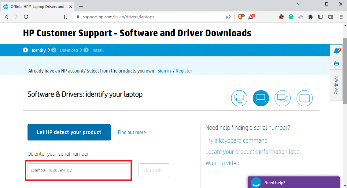 enter the serial number of your device. 6 Ways to Fix HP Software Framework is Not Installed Issue
