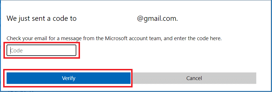 Enter the verification code sent to your contact email address and click on Verify